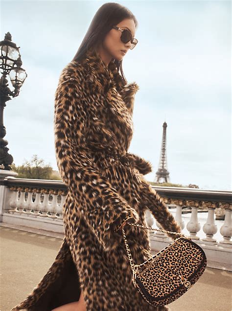 michael michael kors leopard print faux fur robe coat|Leopard Print Faux Fur Jacket .